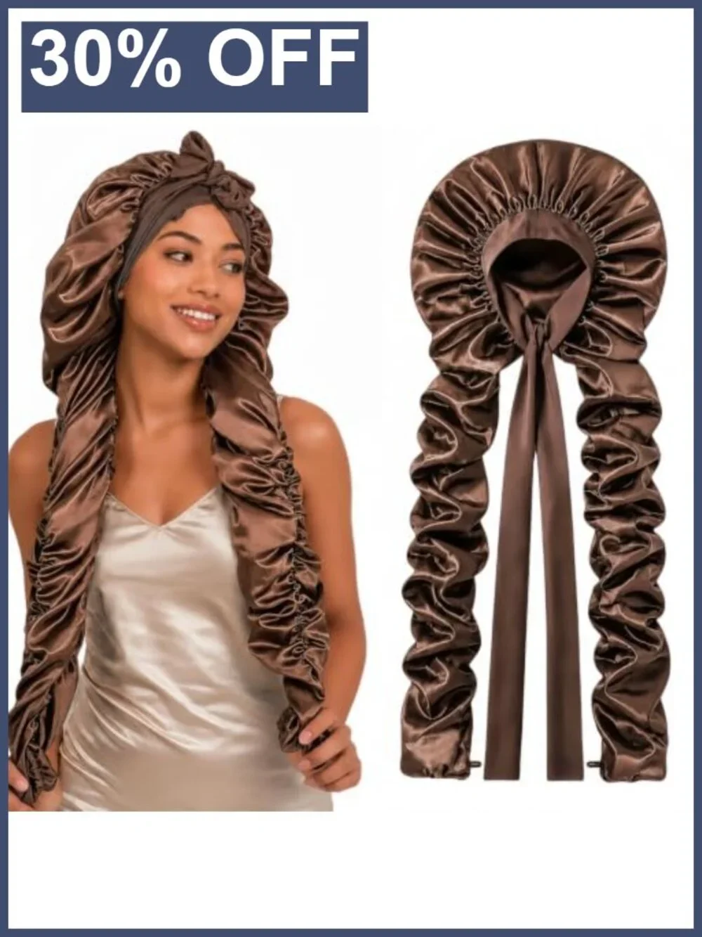 Double Layer Satin Bonnet for Long Braids, XXL 33-43